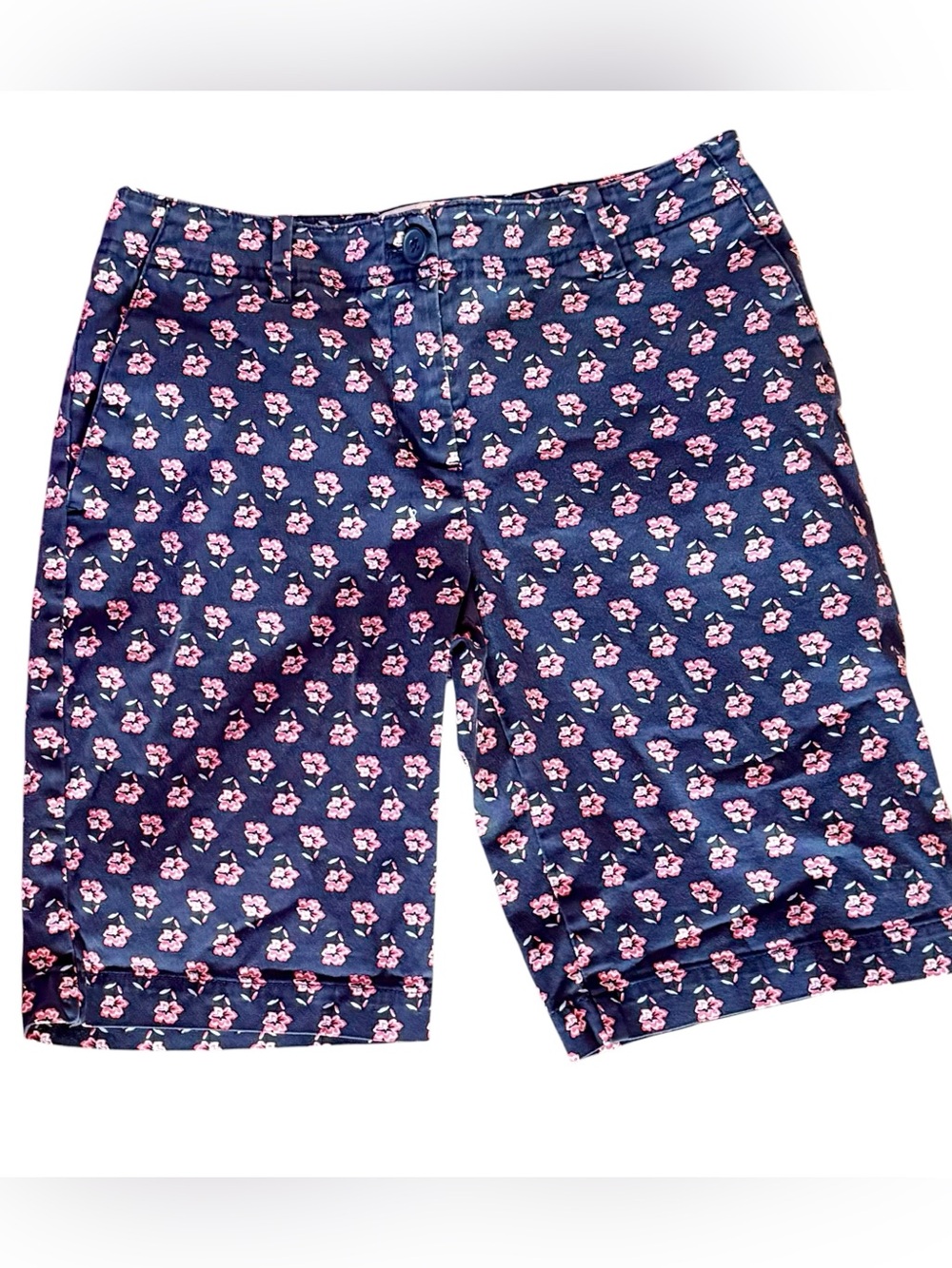 Talbots Navy Floral Bermuda Shorts